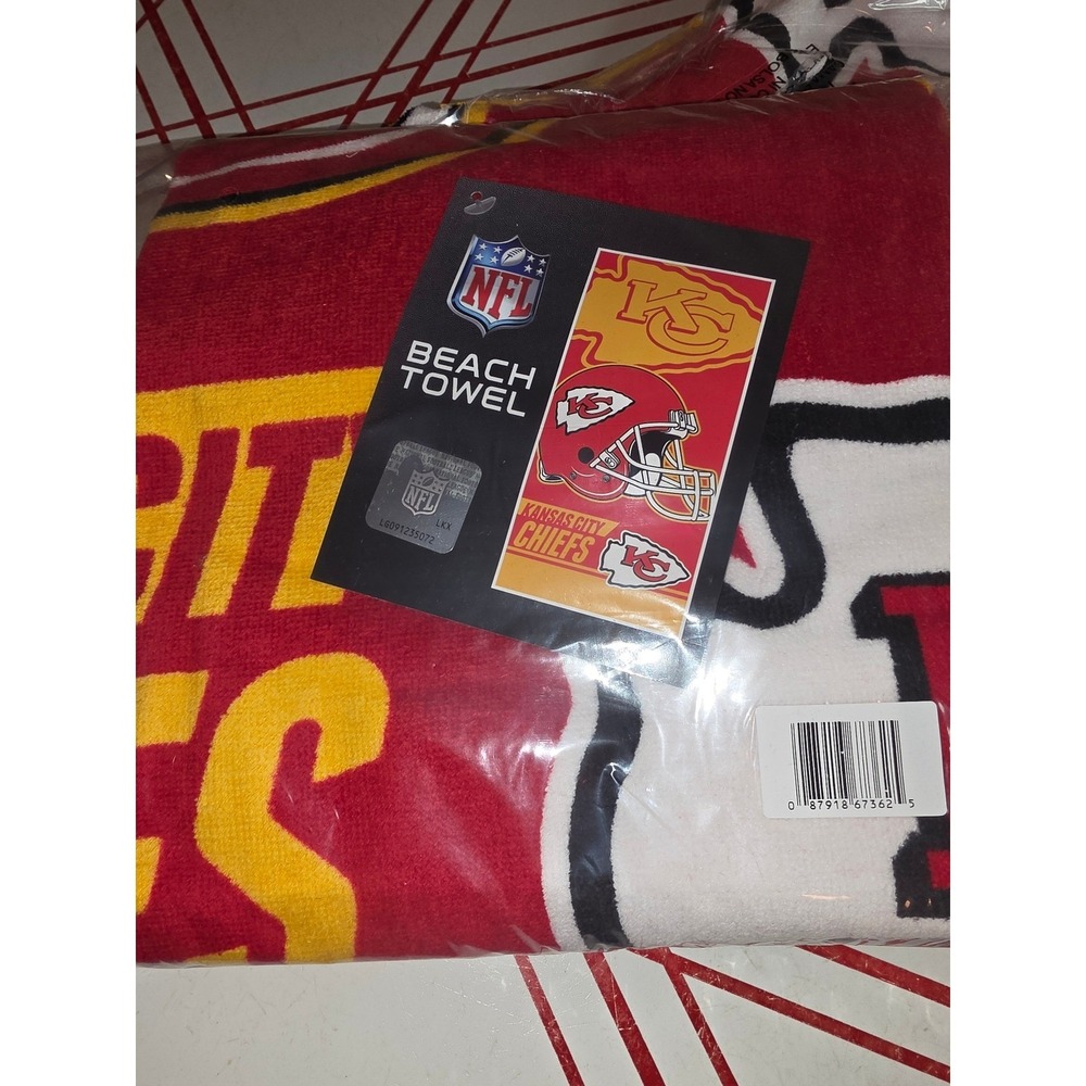 2 NFL Kansas City Chiefs Beach Towel 28x58 Cotton Northwest Red Yellow White